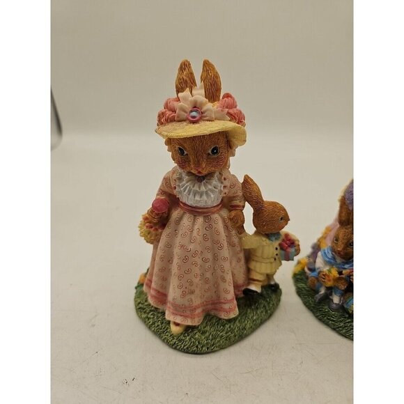 The Victorian Collection Figurine Rebecca Rabbit With Arthur & Eleanor 1995 X 2 - Picture 2 of 10